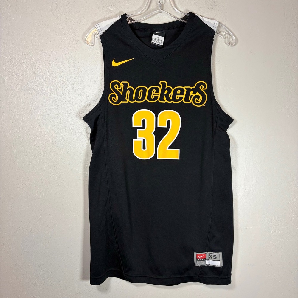Nike Wichita State Shockers Basketball Jersey Black Yellow Mens XS 32 P-32143